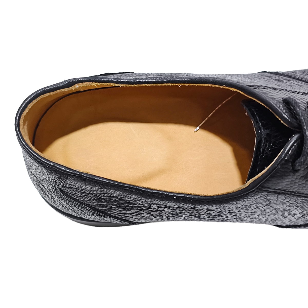 Handmade Genuine Ostrich Leather Oxford Shoes, Glossy Black with Real Leather Sole