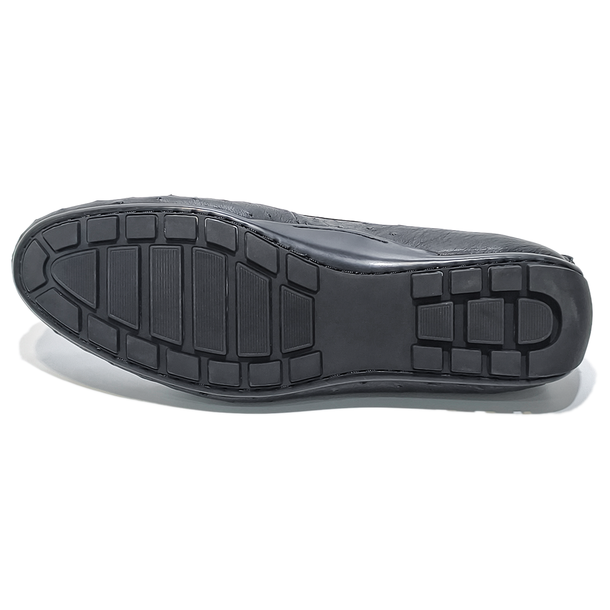 Handmade Genuine Ostrich Leather Tassel Loafer Shoes, Glossy Black