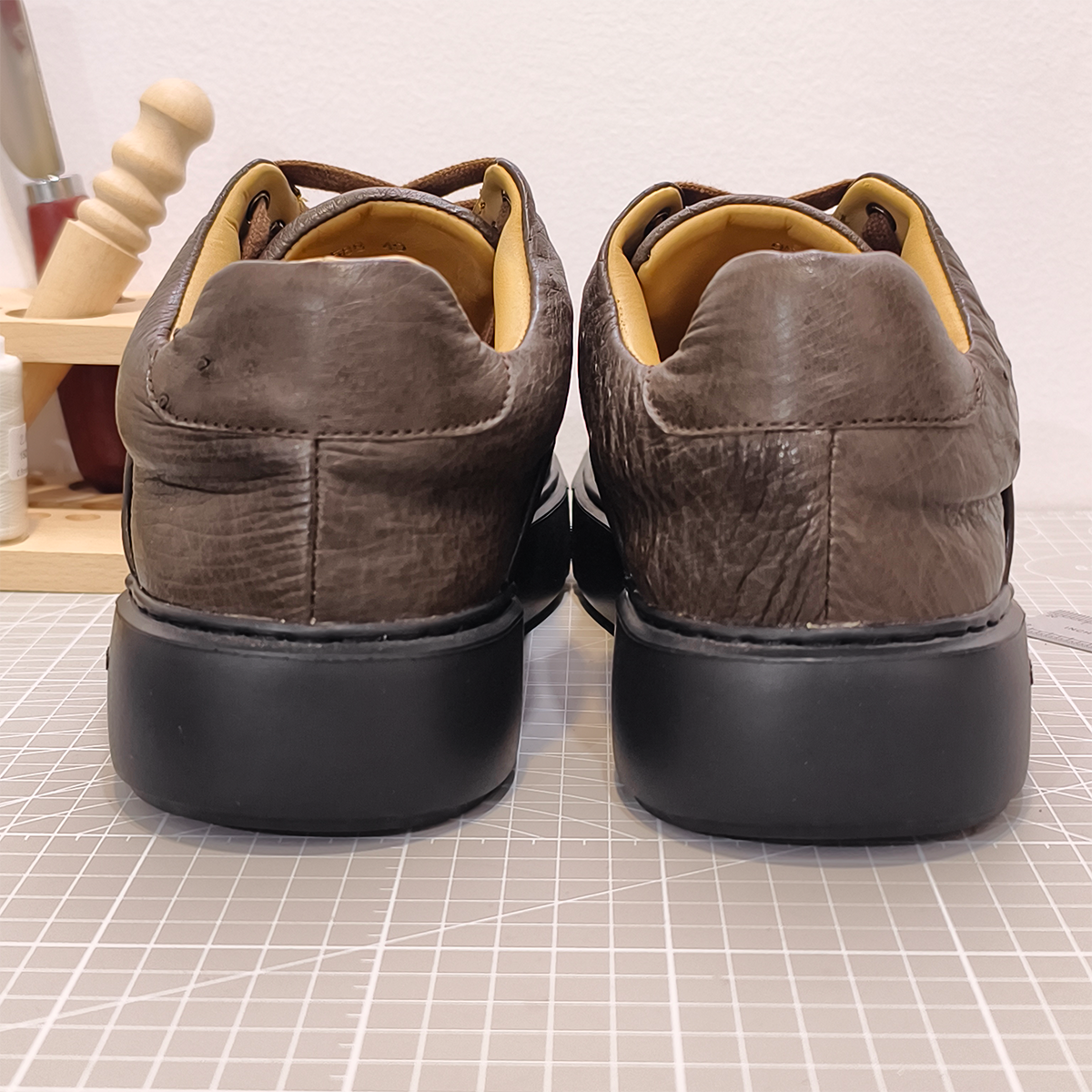 Handmade Genuine Ostrich Leather Sneakers, Rich Brown Design with Italian-Brand Sole
