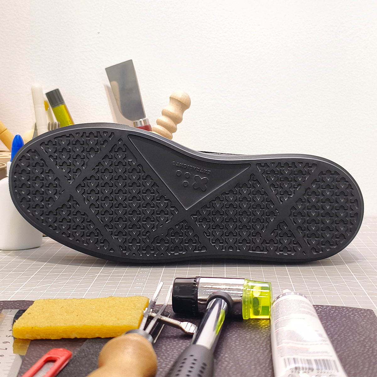 Handmade Genuine Ostrich Leather Sneakers, All-Black Design with Italian-Brand Sole