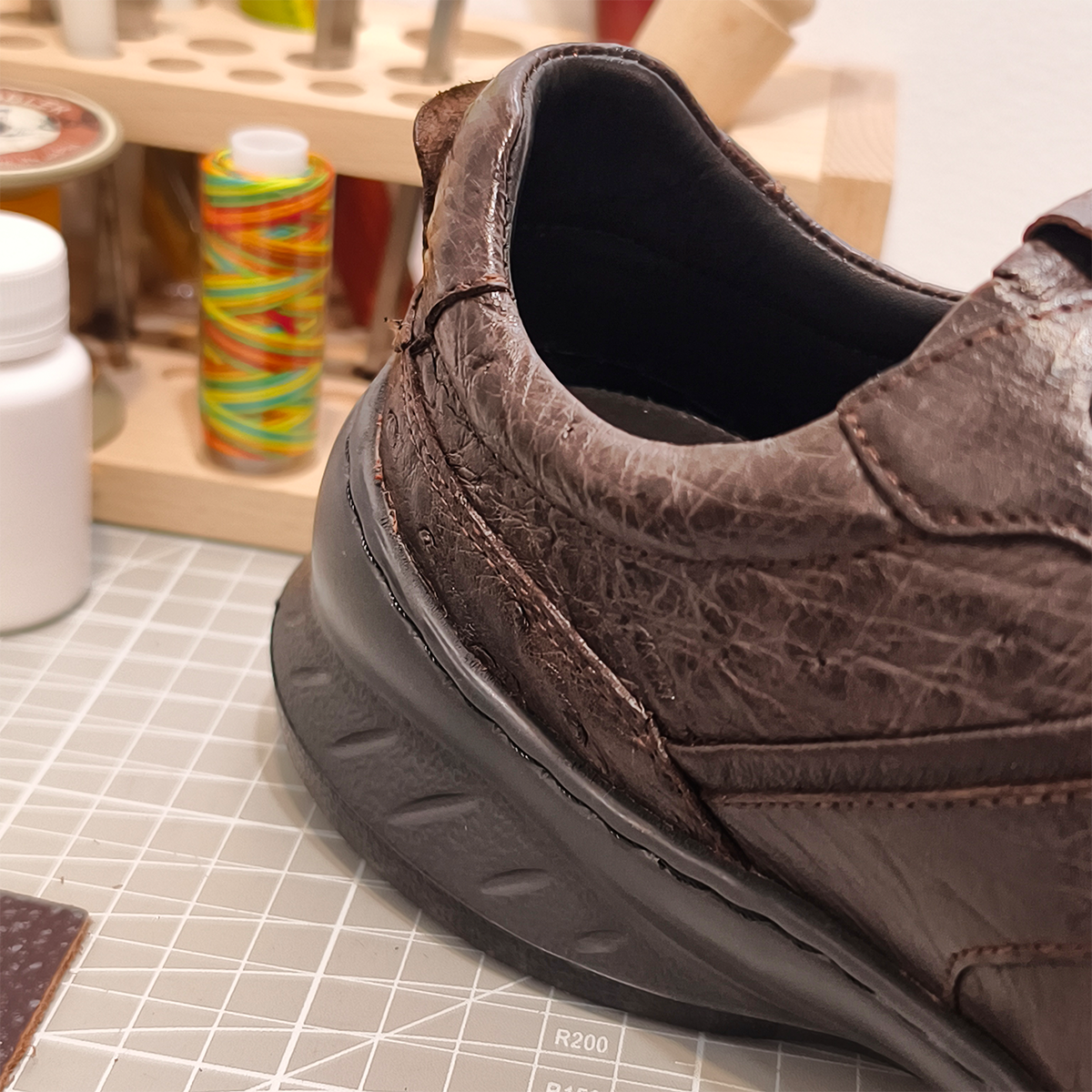Handmade Genuine Ostrich Leather Sneakers, Rich Brown Luxe Design Shoes