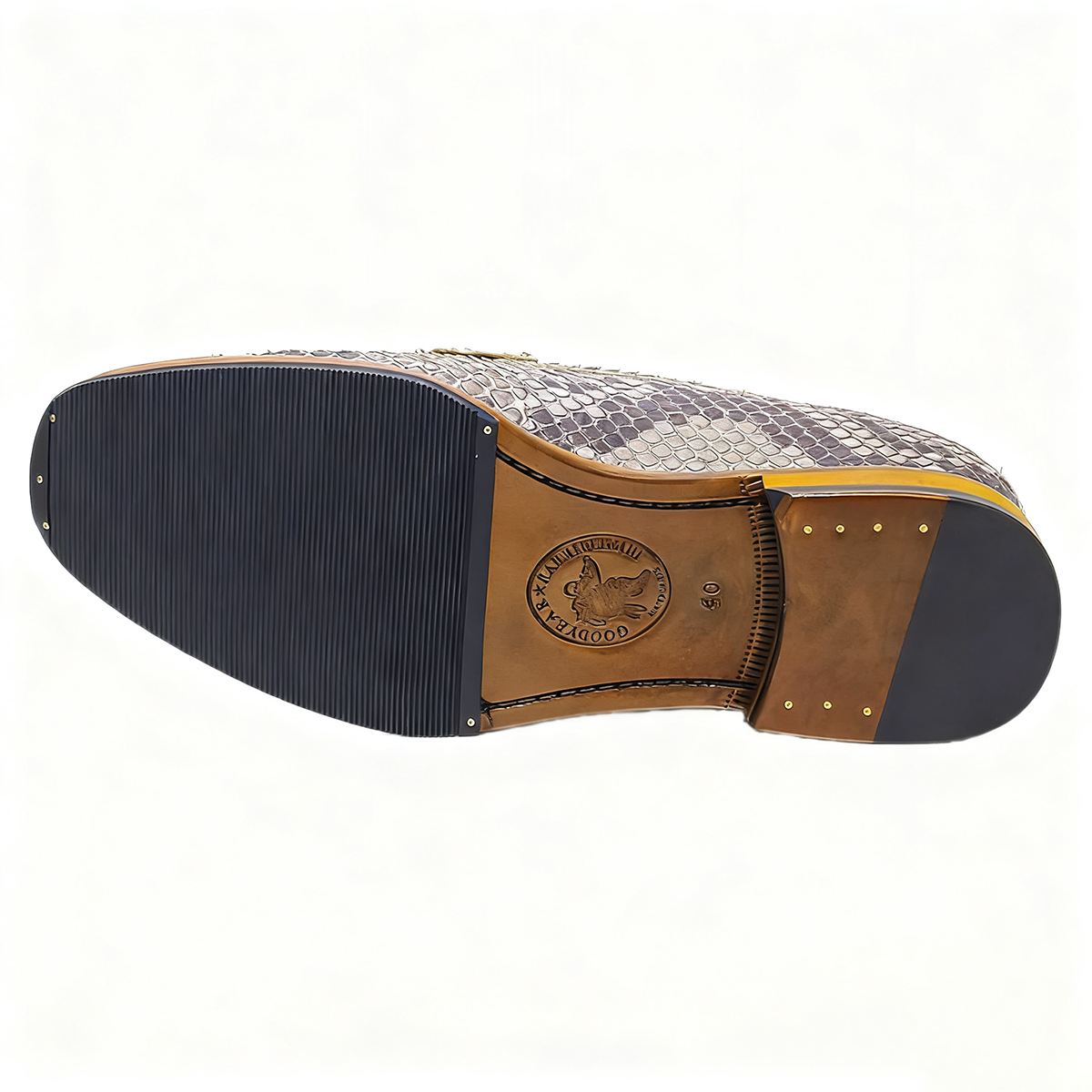 Handmade Genuine Python Leather Loafers, Natural Gray-White Scale Pattern with Real Leather Sole