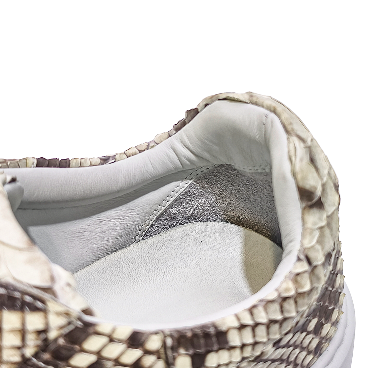 Handmade Genuine Python Leather Sneakers, Beige-Brown Pattern Shoes