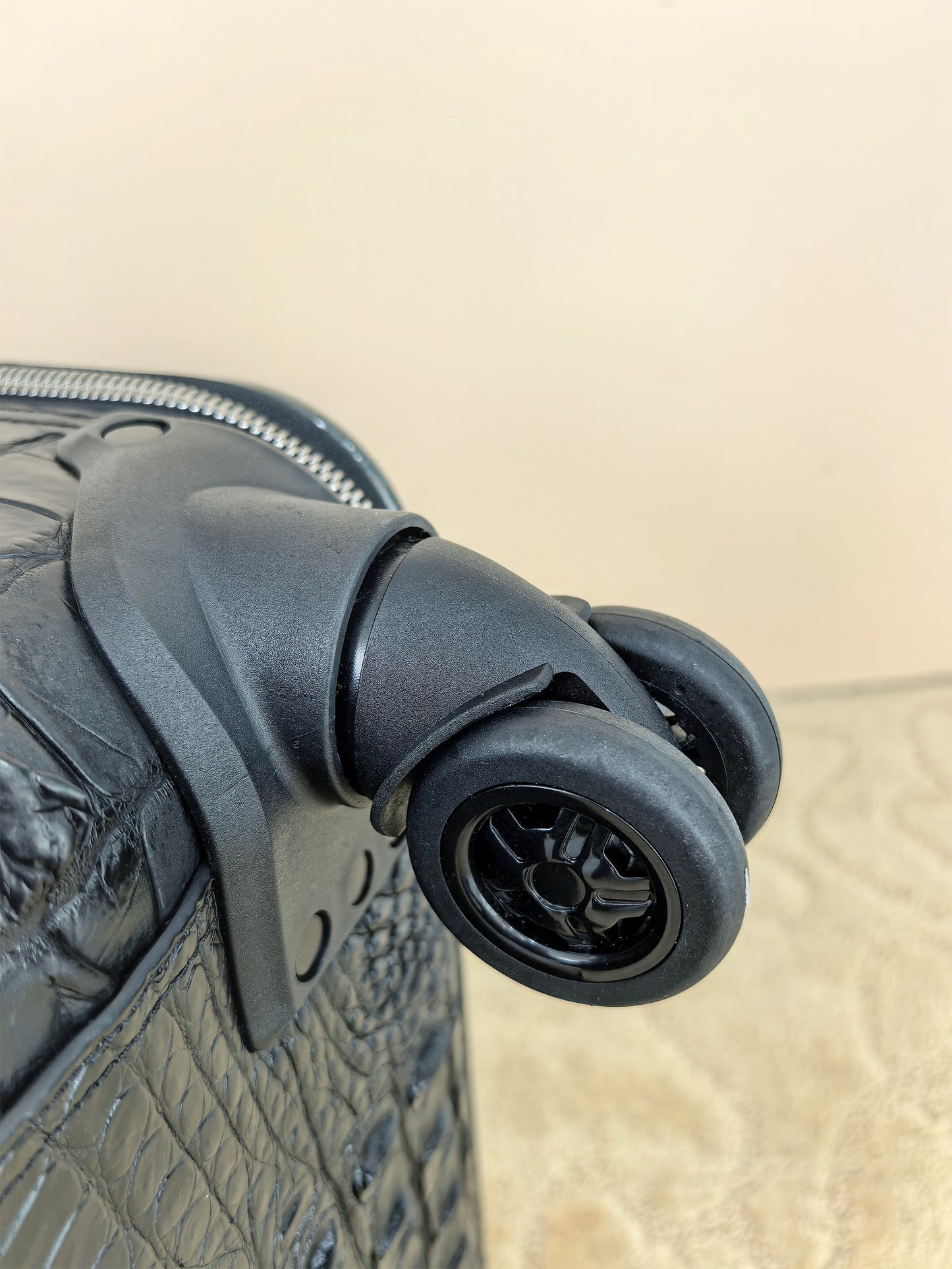 Genuine Alligator Leather Luggage, Black Exotic Texture